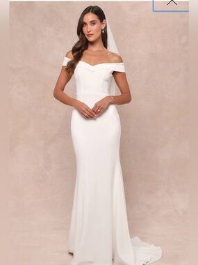 Lulu's Off-the-Shoulder White Bridal Gown Size XS NWT